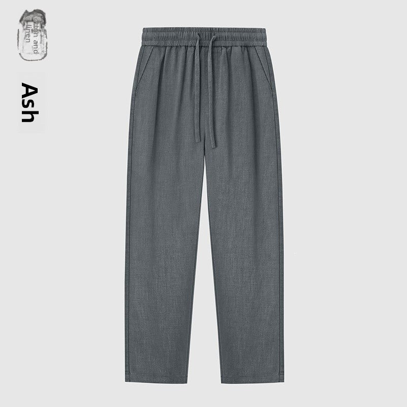 Men's Linen Cotton Straight Leg Pants