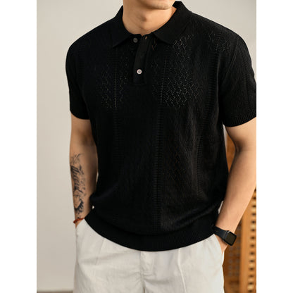 Mens Breathable Knitted Polo Shirt
