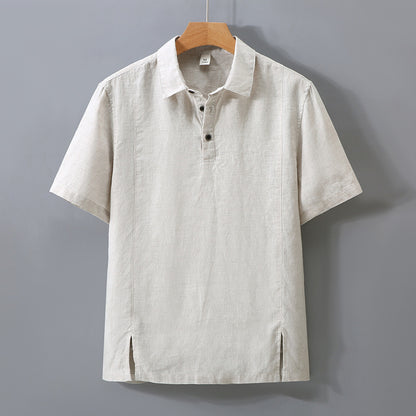 Mens Linen Polo Shirt and Pants Set
