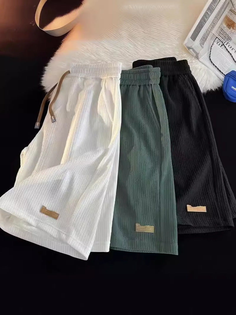 Mens Pleated Quick Dry Casual Shorts