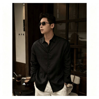 Mens Linen Long Sleeve Shirt