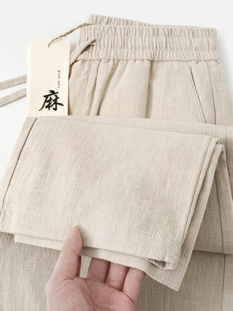 Men's Linen Cotton Straight Leg Pants