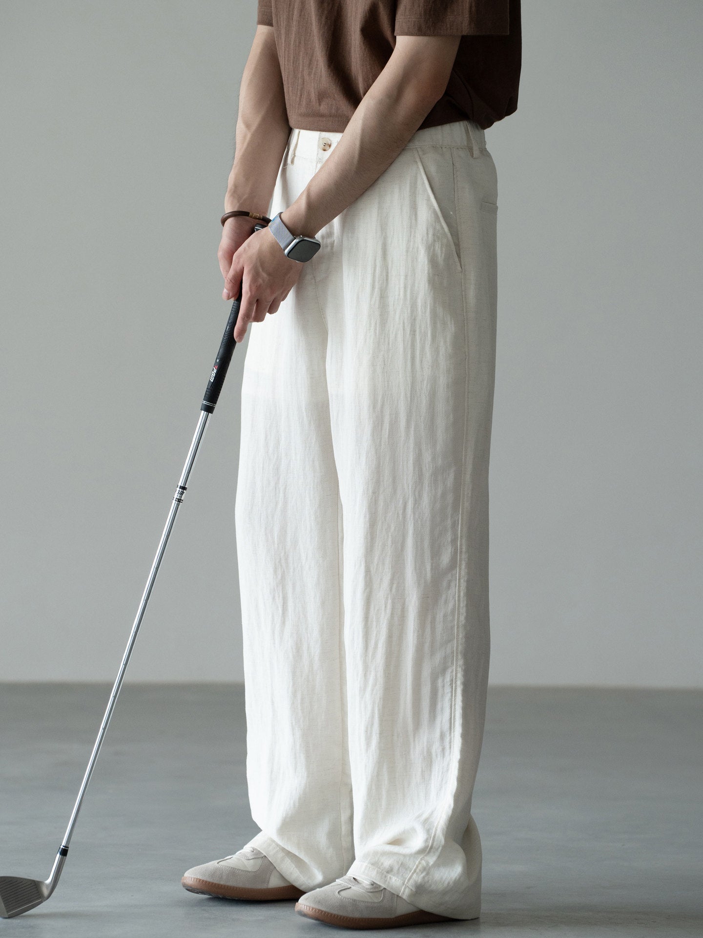 Linen Straight-Leg Casual Trousers