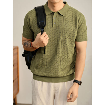 Mens Breathable Knitted Polo Shirt