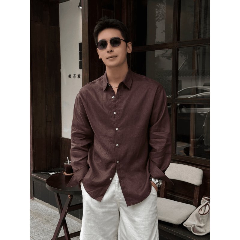 Mens Linen Long Sleeve Shirt