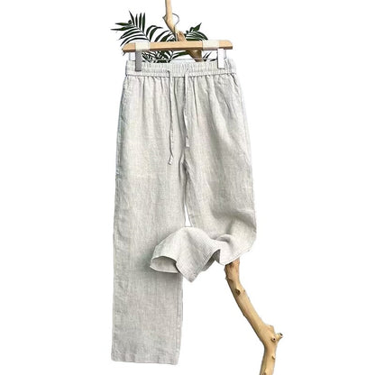 Men's Pure Linen Casual Straight Leg Pants