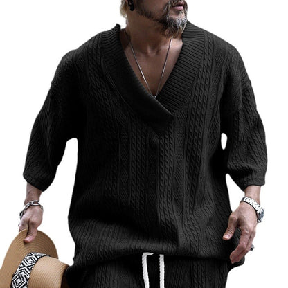 Prism - Mens Casual V-Neck Knitted T-Shirt