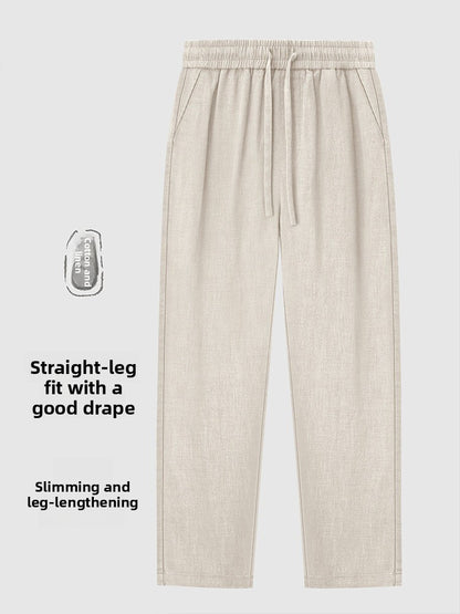 Men's Linen Cotton Straight Leg Pants