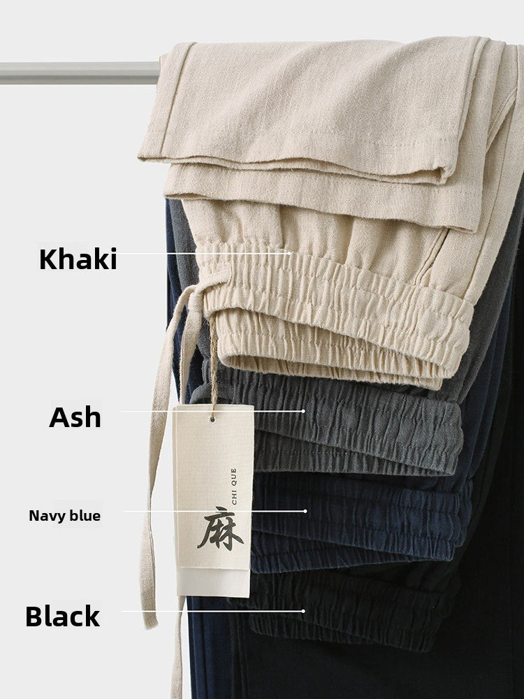 Men's Linen Cotton Straight Leg Pants