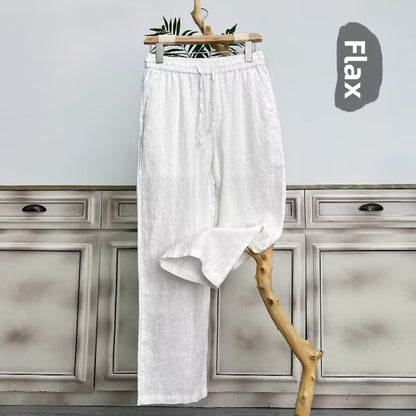 Men's Pure Linen Casual Straight Leg Pants