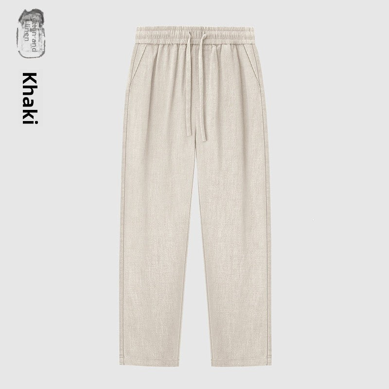 Men's Linen Cotton Straight Leg Pants